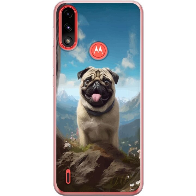 Mobiele hoes voor Motorola Moto E7 Power met Blije Hond ontwerp