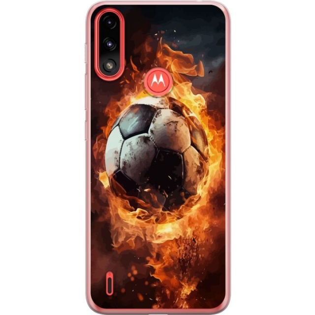 Mobiele hoes voor Motorola Moto E7 Power met Voetbal ontwerp