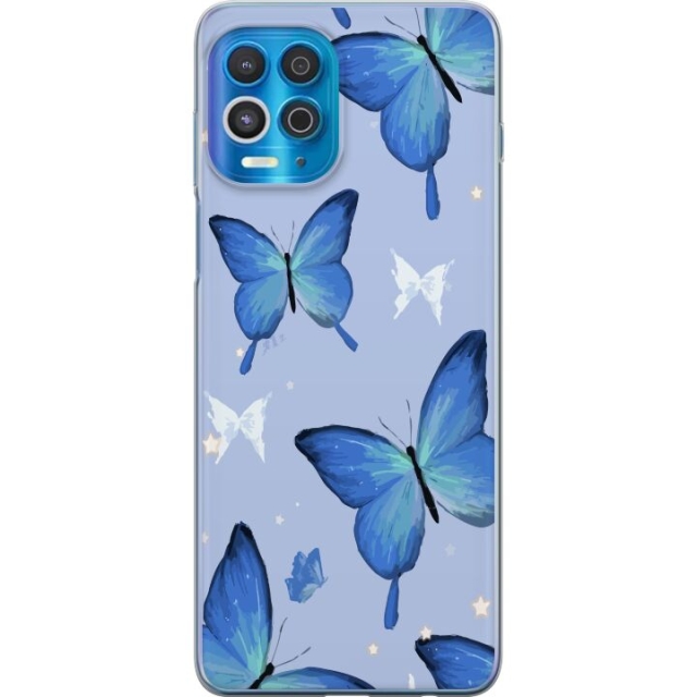 Mobiele hoes voor Motorola Edge S met Blauwe vlinders ontwerp