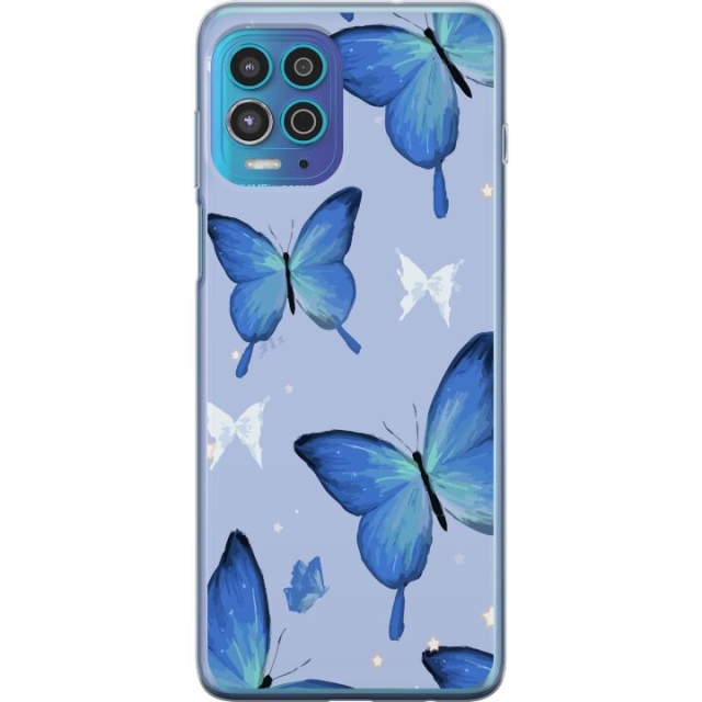 Mobiele hoes voor Motorola Moto G100 met Blauwe vlinders ontwerp