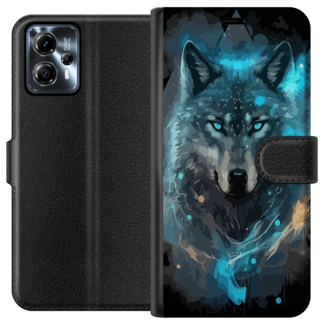 Portemonnee-hoesje voor Motorola Moto G13 met Wolf ontwerp