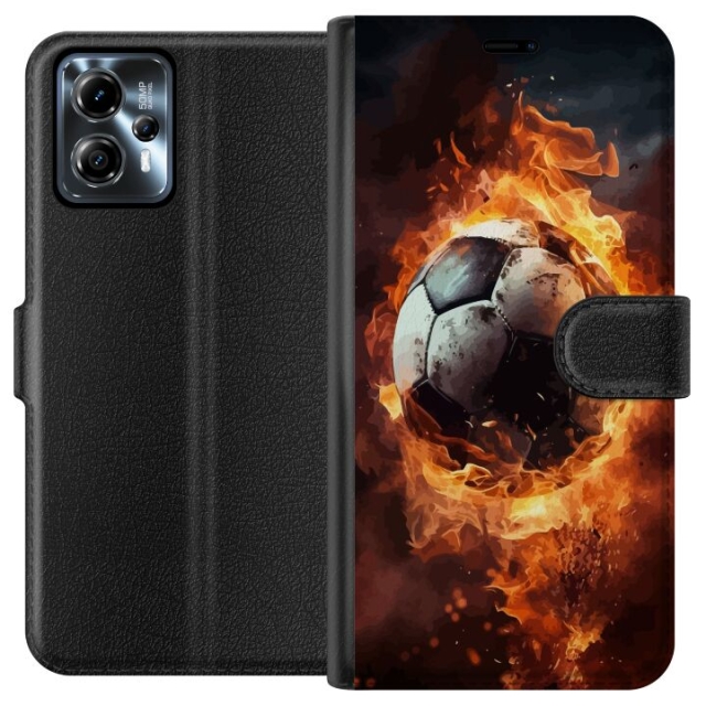 Portemonnee-hoesje voor Motorola Moto G13 met Voetbal ontwerp
