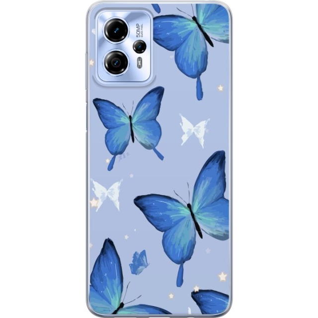 Mobiele hoes voor Motorola Moto G13 met Blauwe vlinders ontwerp
