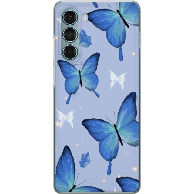 Mobiele hoes voor Motorola Moto G200 5G met Blauwe vlinders ontwerp