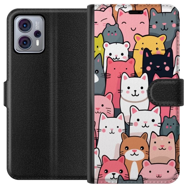 Portemonnee-hoesje voor Motorola Moto G23 met Kattenpatroon ontwerp