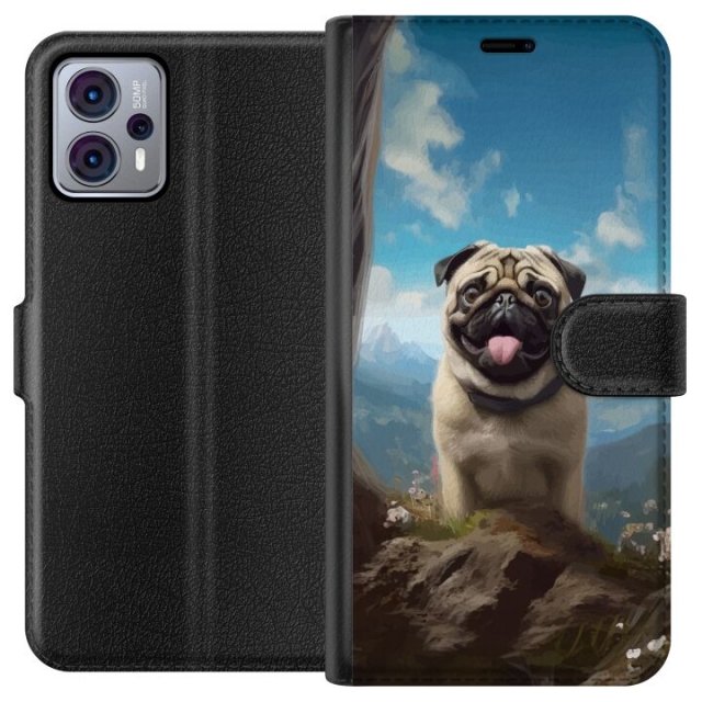 Portemonnee-hoesje voor Motorola Moto G23 met Blije Hond ontwerp