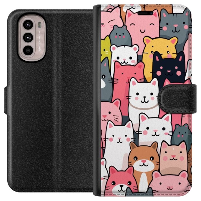 Portemonnee-hoesje voor Motorola Moto G41 met Kattenpatroon ontwerp
