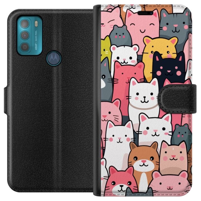 Portemonnee-hoesje voor Motorola Moto G50 met Kattenpatroon ontwerp