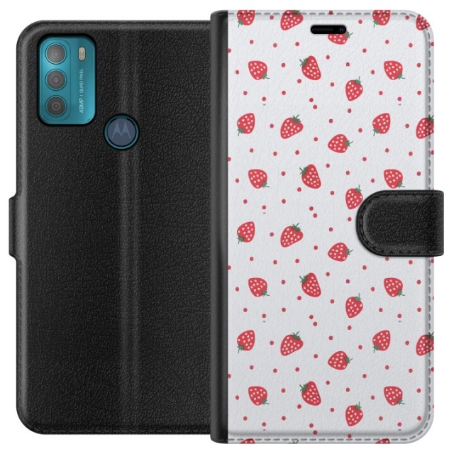 Portemonnee-hoesje voor Motorola Moto G50 met Aardbeien ontwerp