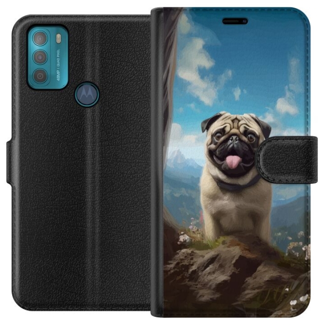 Portemonnee-hoesje voor Motorola Moto G50 met Blije Hond ontwerp