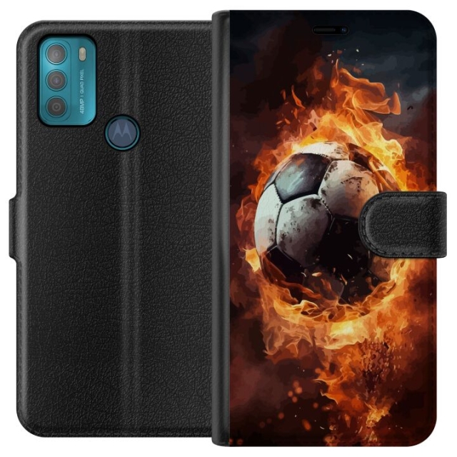 Portemonnee-hoesje voor Motorola Moto G50 met Voetbal ontwerp