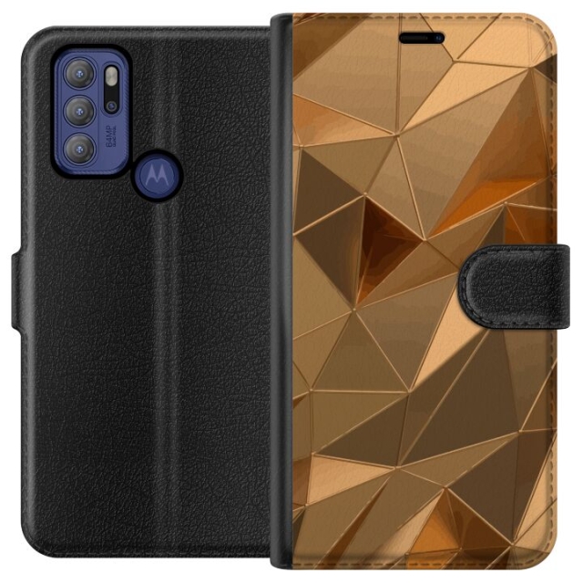 Portemonnee-hoesje voor Motorola Moto G60S met 3D Goud ontwerp