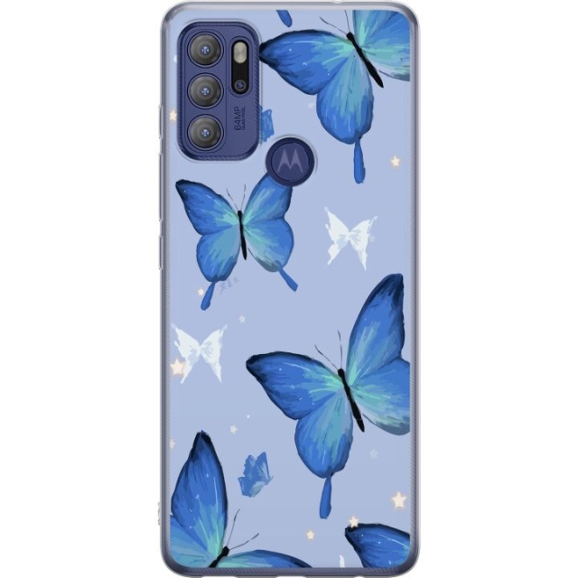 Mobiele hoes voor Motorola Moto G60S met Blauwe vlinders ontwerp