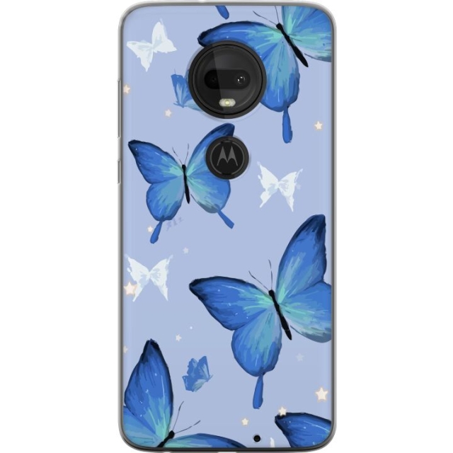 Mobiele hoes voor Motorola Moto G7 met Blauwe vlinders ontwerp