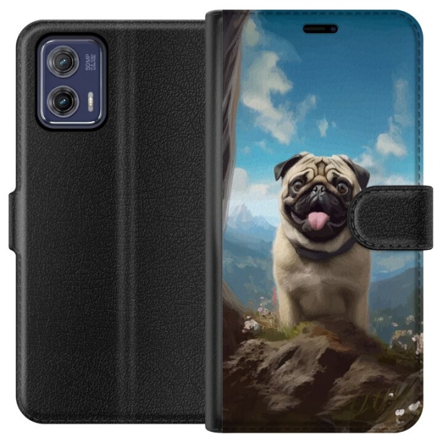 Portemonnee-hoesje voor Motorola Moto G73 met Blije Hond ontwerp
