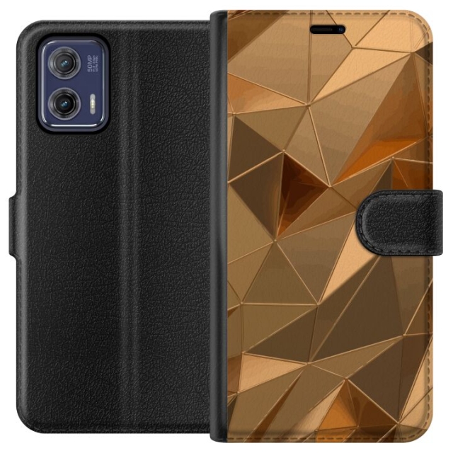 Portemonnee-hoesje voor Motorola Moto G73 met 3D Goud ontwerp