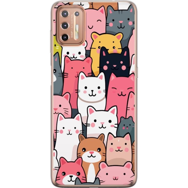 Mobiele hoes voor Motorola Moto G9 Plus met Kattenpatroon ontwerp