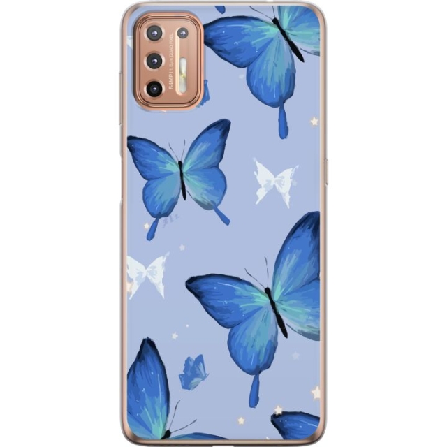 Mobiele hoes voor Motorola Moto G9 Plus met Blauwe vlinders ontwerp