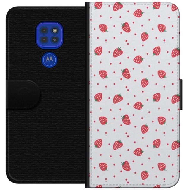 Portemonnee-hoesje voor Motorola Moto G9 Play met Aardbeien ontwerp