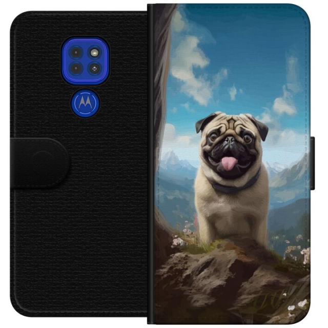 Portemonnee-hoesje voor Motorola Moto G9 Play met Blije Hond ontwerp