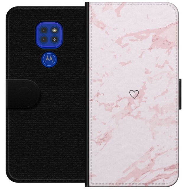 Portemonnee-hoesje voor Motorola Moto G9 Play met Roze Hart ontwerp