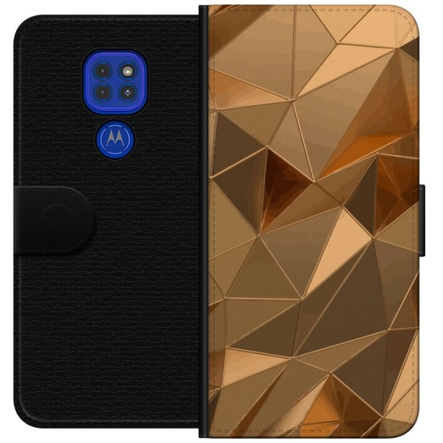 Portemonnee-hoesje voor Motorola Moto G9 Play met 3D Goud ontwerp