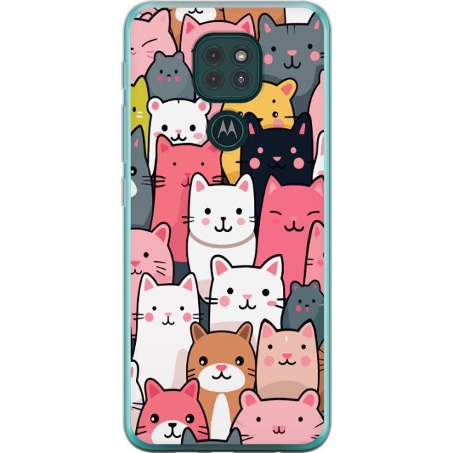Mobiele hoes voor Motorola Moto G9 Play met Kattenpatroon ontwerp