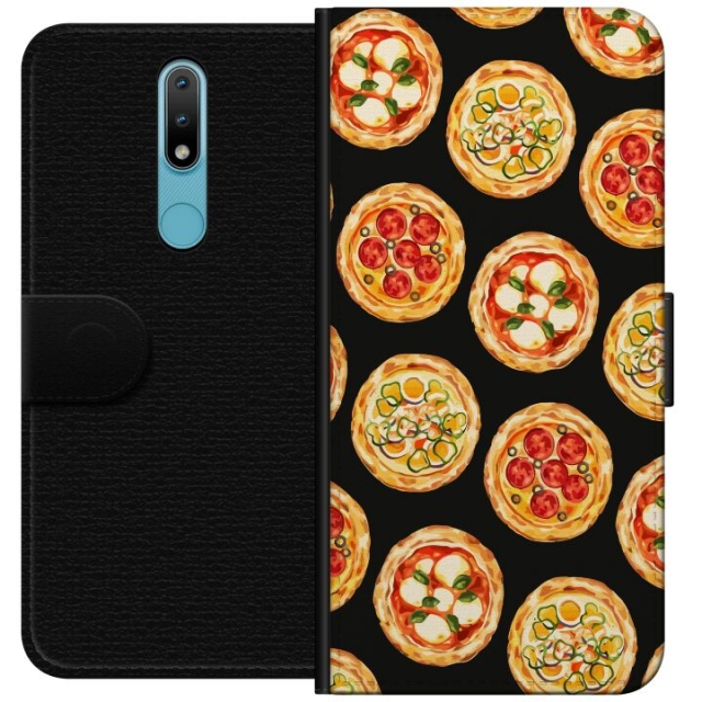 Portemonnee-hoesje voor Nokia 2.4 met Pizza ontwerp