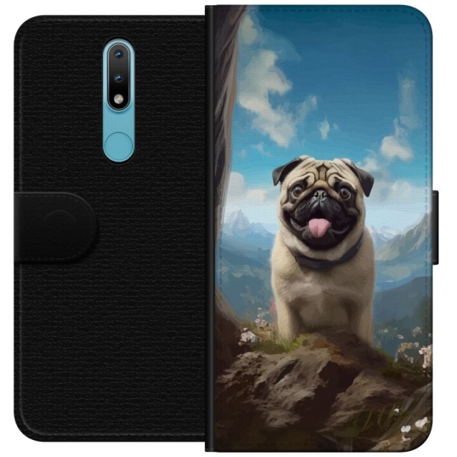 Portemonnee-hoesje voor Nokia 2.4 met Blije Hond ontwerp