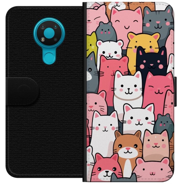 Portemonnee-hoesje voor Nokia 3.4 met Kattenpatroon ontwerp