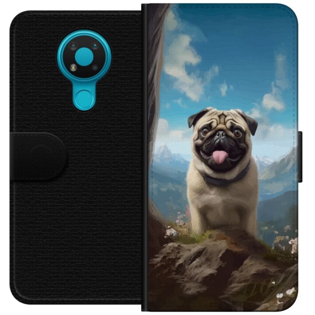 Portemonnee-hoesje voor Nokia 3.4 met Blije Hond ontwerp