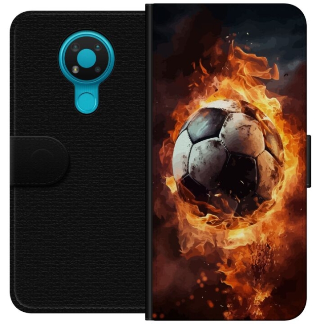 Portemonnee-hoesje voor Nokia 3.4 met Voetbal ontwerp