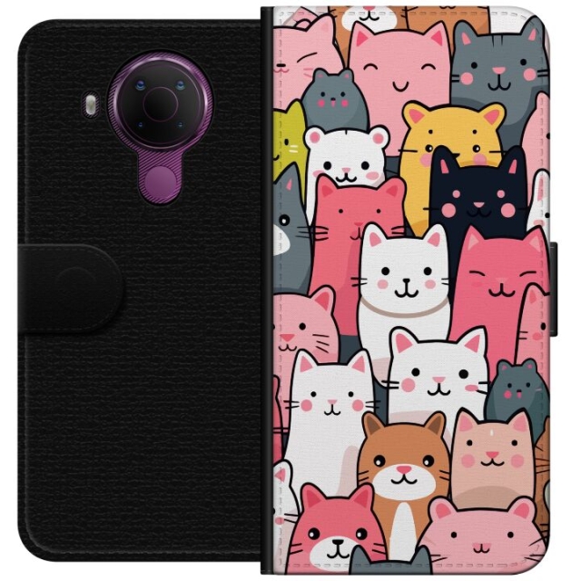 Portemonnee-hoesje voor Nokia 5.4 met Kattenpatroon ontwerp