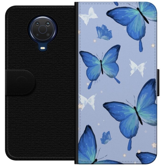 Portemonnee-hoesje voor Nokia G20 met Blauwe vlinders ontwerp