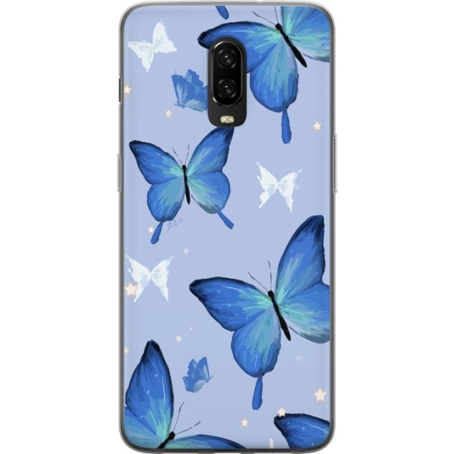 Mobiele hoes voor OnePlus 6T met Blauwe vlinders ontwerp