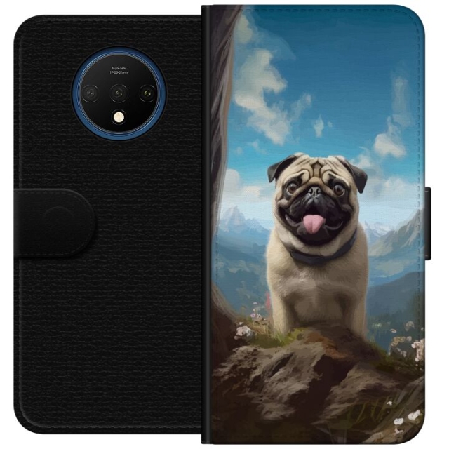 Portemonnee-hoesje voor OnePlus 7T met Blije Hond ontwerp