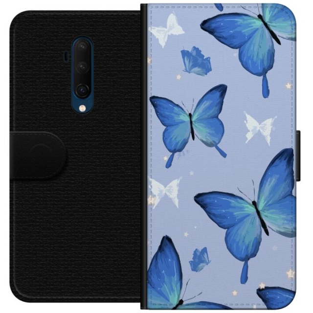 Portemonnee-hoesje voor OnePlus 7T Pro met Blauwe vlinders ontwerp