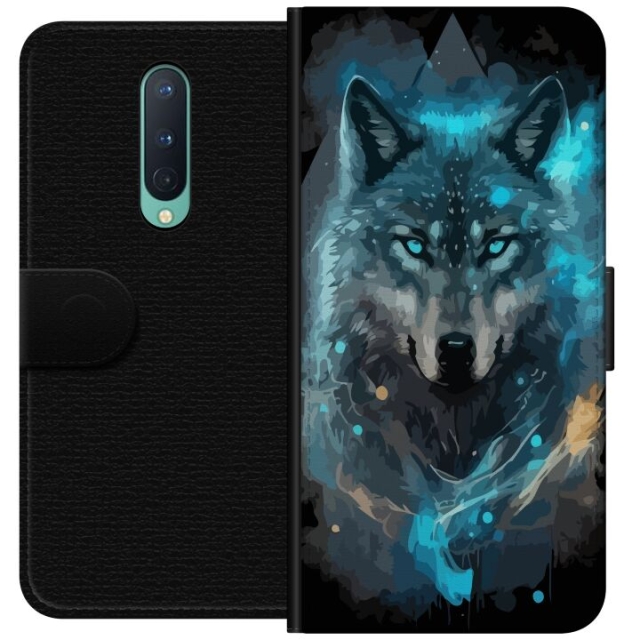 Portemonnee-hoesje voor OnePlus 8 met Wolf ontwerp