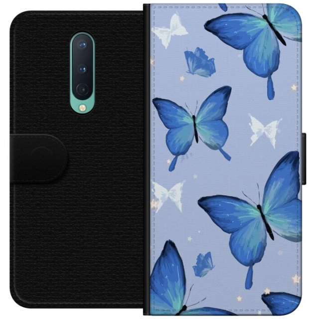 Portemonnee-hoesje voor OnePlus 8 met Blauwe vlinders ontwerp
