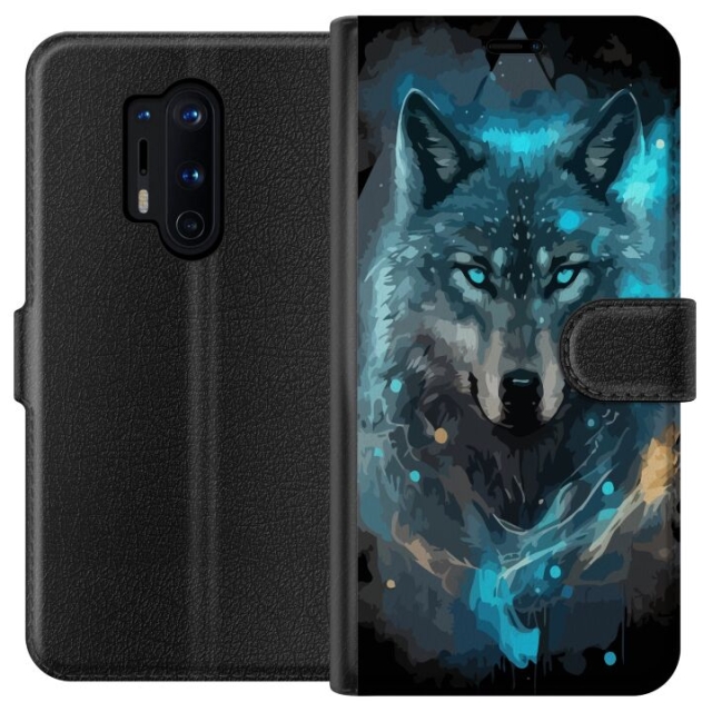 Portemonnee-hoesje voor OnePlus 8 Pro met Wolf ontwerp
