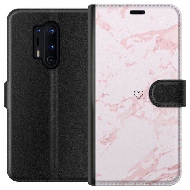 Portemonnee-hoesje voor OnePlus 8 Pro met Roze Hart ontwerp