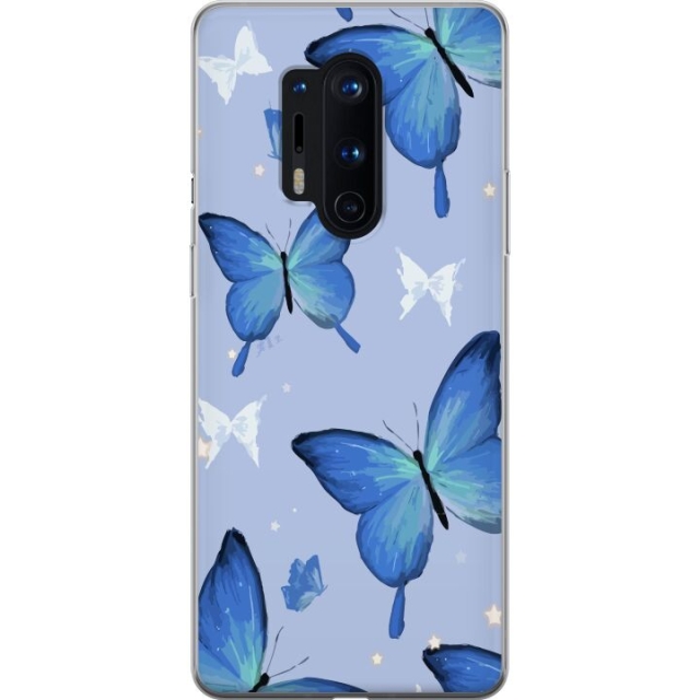 Mobiele hoes voor OnePlus 8 Pro met Blauwe vlinders ontwerp