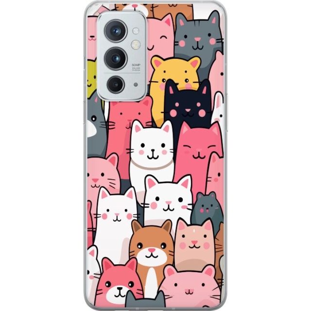 Mobiele hoes voor OnePlus 9RT 5G met Kattenpatroon ontwerp