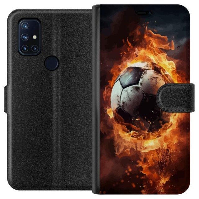 Portemonnee-hoesje voor OnePlus Nord N10 5G met Voetbal ontwerp
