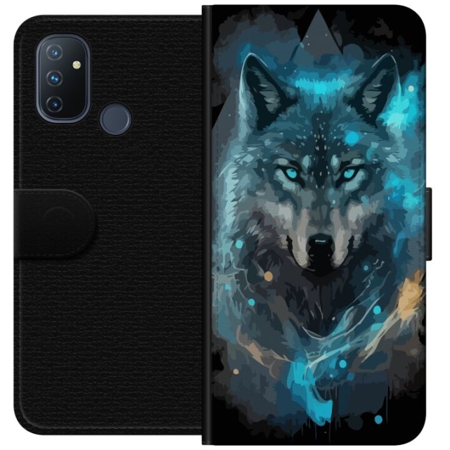 Portemonnee-hoesje voor OnePlus Nord N100 met Wolf ontwerp