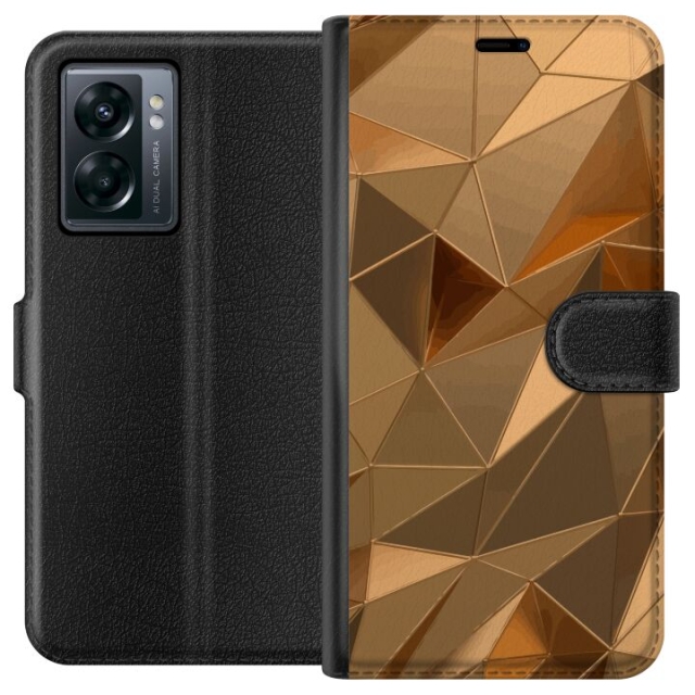 Portemonnee-hoesje voor OnePlus Nord N300 met 3D Goud ontwerp