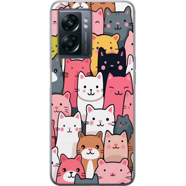 Mobiele hoes voor OnePlus Nord N300 met Kattenpatroon ontwerp