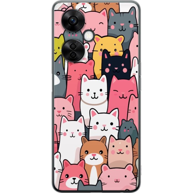 Mobiele hoes voor OnePlus Nord CE3 met Kattenpatroon ontwerp