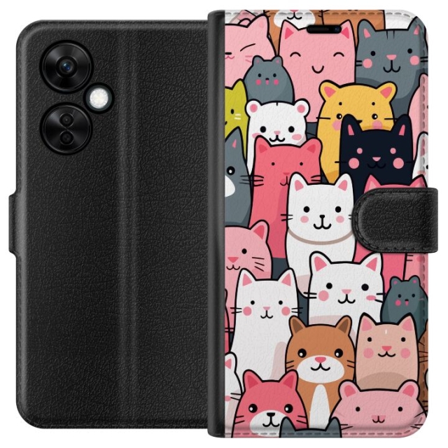 Portemonnee-hoesje voor OnePlus Nord CE 3 Lite met Kattenpatroon ontwerp
