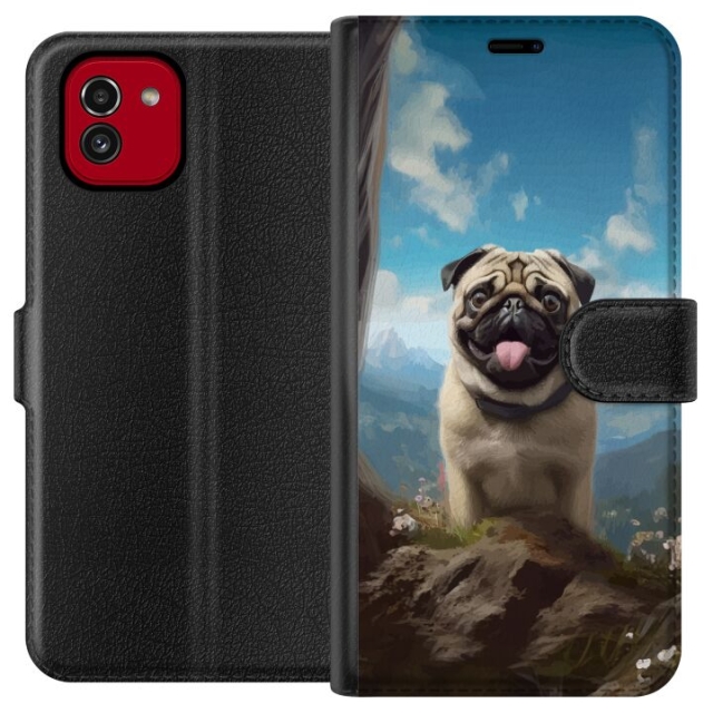 Portemonnee-hoesje voor Samsung Galaxy A03 met Blije Hond ontwerp